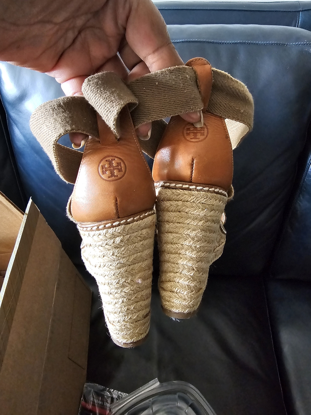Tory Burch Brown Espadrille Wedge Sandals